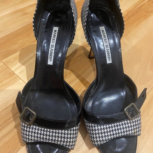 Manolo Blahnik D'orsay pumps, houndstooth with black patent leather size 39 - Picture 5 of 5
